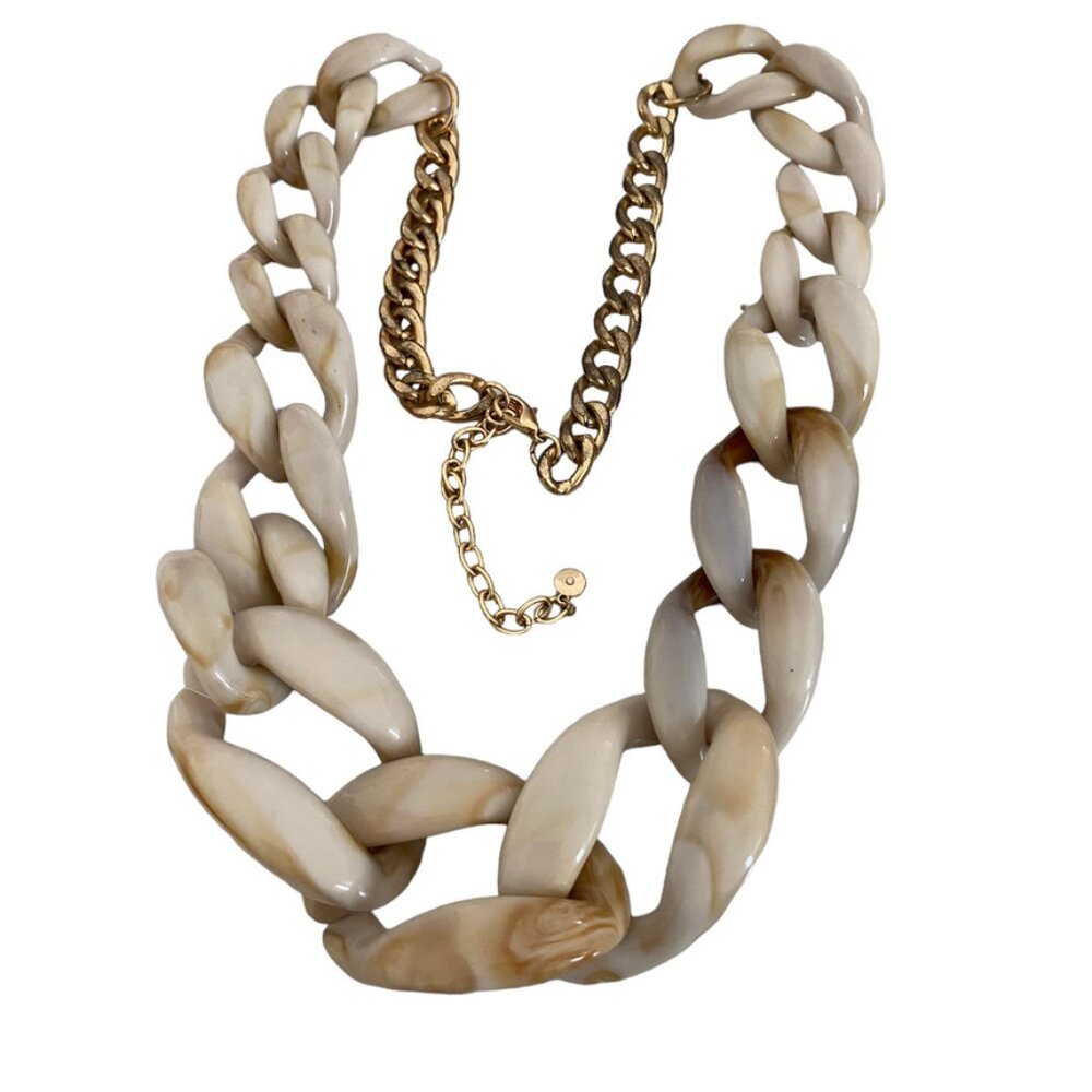Chunky Acrylic Brown Marble Swirls Large Link Necklace C1946